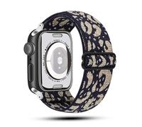 Aplicable a correas de reloj con tejido elástico de una sola pieza Para correas de iwatch con hebilla en forma de ocho Correa de nailon de un solo bucle, jacquard azul marino, 42/44/45/49 mm