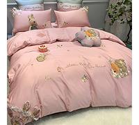 Aplicación algodón estampas largas Bordado Cuatro Tars Conejo tridimensionales para Cubierta dórguete Toda la Altura (Color: Tamaño del (Traje Rosa de 4 Piezas 2m)