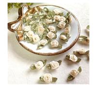 AplicacióN Bordada 100 Uds Mini parches de cabezas rosas hacer apliques satén manualidades costura DIY hechas a mano for accesorios for decoración boda DIY(Beige)