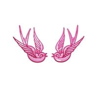 AplicacióN Bordada 2 pares de parches termoadhesivos con apliques bordados en oro azul y rosa pájaros(Color-6)