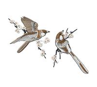 AplicacióN Bordada 2 pares de parches termoadhesivos con apliques bordados en oro azul y rosa pájaros(Color-5)