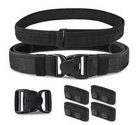 Aplicación de la Ley de cinturón realland duty, cinturón de policía de nylon de 5 cm, cinturón interior, 4 sujetadores de cinturón y 2 hebillas de cinturón, cinturón de Seguridad práctico táctico, S