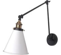 Aplicación de pared industrial retro con brazo oscilante ajustable, lámpara de pared de dirección de doble sección de poste largo, lámpara montada en la pared de interiores de cavidad E27, lámparas