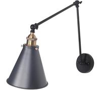 Aplicación de pared industrial retro con brazo oscilante ajustable, lámpara de pared de dirección de doble sección de poste largo, lámpara montada en la pared de interiores de cavidad E27, lámparas