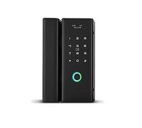 Aplicación inteligente RFID Pin Electronic Tempered Double Office Biométrico Mano deslizante sin marco de puertas de vidrio inteligente,Seguridad(Nero)
