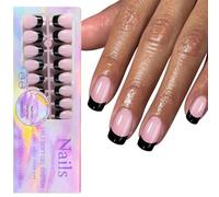Aplicación Rápida 150 Piezas Negro Uñas Artificiales Con Encaje Francés Ataúd Corto Manicura Uñas Accesorios De Arte 15 Tamaños