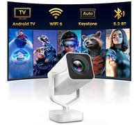 【Aplicaciones integradas】Mini proyector inteligente con WiFi y Bluetooth, proyector de películas ajustable de 270°, compatible con 1080P proyector portátil para teléfono, sistema Android, enfoque