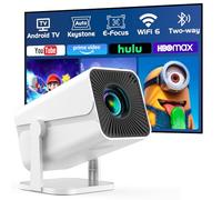 [Aplicaciones integradas y enfoque eléctrico] Mini proyector inteligente con WiFi y Bluetooth, proyector de películas portátil giratorio de 270° compatible con 1080P, proyector Keystone automático