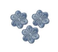 Aplicaciones para niños y niños; se Puede Planchar, diseño de Flores, Color Azul grisáceo, 3 Unidades