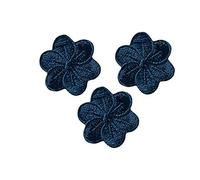 Aplicaciones para niños y niños; se Puede Planchar, diseño de Flores, Color Azul Oscuro, 3 Unidades