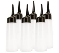 Aplicador de botella de tinte para el cabello, paquete de 6 botellas aplicadoras de tinte para el cabello de 200 ml: botellas exprimibles de a prueba de fugas con escamas transparente