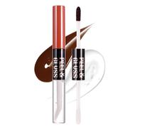 Aplicador de doble lápiz labial exfoliante con aceite de labios, manchas de tatuaje, líquido mate, duradero, impermeable, antiadherente, pintalabios (#06 Hush Stain)