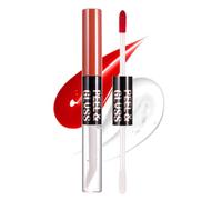 Aplicador de doble lápiz labial exfoliante con aceite de labios, manchas de tatuaje, pintalabios líquido mate, duradero, impermeable, antiadherente, juego de pintalabios (#02 Romance Kit)