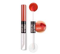 Aplicador de doble lápiz labial exfoliante con aceite de labios, manchas de tatuajes, líquido mate, duradero, impermeable, antiadherente, pintalabios (#01 Crush Stain)
