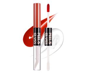 Aplicador de doble lápiz labial exfoliante con aceite de labios, manchas de tatuajes, líquido mate, duradero, impermeable, antiadherente, pintalabios (#04 Glamorous Stain)