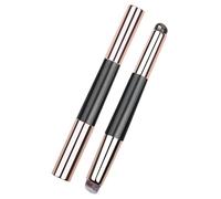 Aplicador de lápiz labial, cepillo portátil de aceite de labios de cabeza , aplicador de brillo de labios de silicona de doble cabeza, cepillo de maquillaje de silicona reutilizable con tapa
