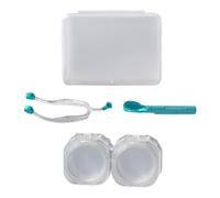 Aplicador de lentes de silicona, kit de ayuda portátil para el cuidado de los ojos, inserto de succión y pinzas, juego de extracción azul para uñas largas, cuchara de silicona de