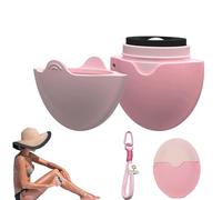 Aplicador de protector solar, cepillo de protección solar con funda protectora, aplicador de loción solar, juego de brochas para niños, adultos y familias (rosa)
