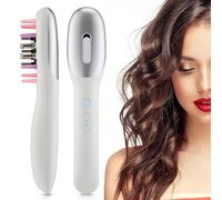 Aplicador eléctrico de aceite para el cabello con luz roja, peine masajeador 3 en 1, cepillo masajeador rascador de cabeza de mano, peine aplicador de cuero cabelludo extraíble con goma suave para