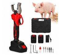 Aplicador eléctrico de crotales, etiquetador inalámbrico for ganado | Marcado auricular rápido e indoloro for bovinos, porcinos, ovinos y caprinos.(Black red)