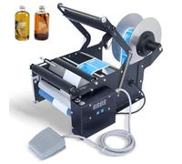 Aplicador Eléctrico de Etiquetas Para Botellas Redondas, Máquina Etiquetadora de Botellas Redondas con Pedal y Diámetro de Botella de 20-100Mm, 2 Métodos de Control, Aplicador de Transparent Labeling