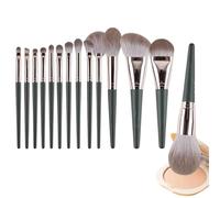 Aplicadores de cosméticos - Kit de brochas de maquillaje de 7 pulgadas, herramientas verde plata | Cepillos de precisión profesionales para mujeres, rutina diaria, viajes, salones y aplicaciones