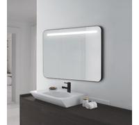 Aplike - Espejo de Baño con Luz LED Frontal - con Marco de Aluminio Negro - Luz Blanca Neutra (4000K) - 100 x 70cm | Modelo Rio