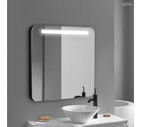 Aplike - Espejo de Baño con Luz LED Frontal - con Marco de Aluminio Negro - Luz Blanca Neutra (4000K) - 60 x 70cm | Modelo Rio