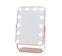 Aplike - Espejo Maquillaje con Luz, Espejo Tocador Hollywood Studio con Luz LED Regulable, Control Táctil, Rotación 360º, Bajo Consumo (Rosa Metalizado)