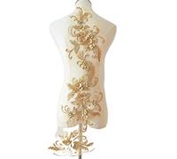 Aplique 3D Se cose en parches Bead, 3in1 Flores Sequin Lace Lace Trim Apliques Motif de costura de velo de novia Vestido de novia 3D Coser Pead