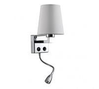 Aplique 3w 4000k +1xe27 paulo cromo/pantalla blanca 285lm 37x14x17cm d