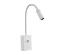 Aplique 3w 4000k capote blanco usb e interrupt. 43x6x4 cm 285lm articu