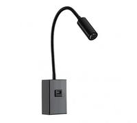 Aplique 3w 4000k capote negro usb e interrupt. 43x6x4 cm 285lm articul