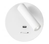 Aplique 3w 4000k giotto redondo blanco puerto usb 150lm c/interruptor