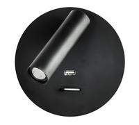 Aplique 3w 4000k Giotto Redondo Negro Puerto Usb 150lm C/interruptor 14x14x12cm Orientb