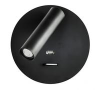 Aplique 3w 4000k giotto redondo negro puerto usb 150lm c/interruptor