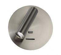 Aplique 3w 4000k giotto redondo niquel puerto usb 150lm c/interruptor