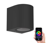 ledscom.de Aplique de pared ALSE downlight para exteriores, negro, aluminio, redondo, incl. Smart Home Lámpara LED RGBW GU10, 5,5W, 473lm