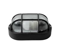 Aplique - aplique oval negro, IP54, casquillo E27, potencia máxima de 40W, ideal para exteriores y ambientes húmedos