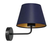 Aplique Azul Oro Tela B:20 Cm E27 Antideslumbrante Cónico Lámpara De Pared Salón