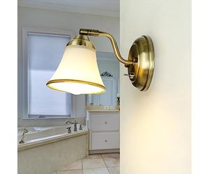 Aplique baño regulable con interruptor basculante, aplique espejo, art nouveau, orientable, bronce, bajo deslumbramiento, cristal, E14, aplique baño, aplique espejo