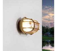 Aplique barco lámpara exterior, luz bodega marítima latón, luz oval, inoxidable, D:10 cm, IP64, E27, rústico, lámpara cuarto húmedo, aplique casa