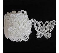 Aplique bordado vintage de 1 m de mariposa blanca para costura y manualidades