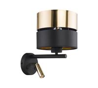 Aplique Brazo de Lectura Interruptor Negro Oro Tela Metal Lámpara Wandleuchte