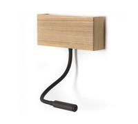 Aplique con lector led ravel (5w+3w) aluminio - madera nórdico 9,50 x 4,60