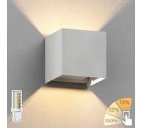 Aplique CUBEL para exterior blanco IP65 Up & Downlight cuadrado + lámpara [EEK: D]