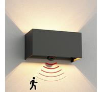ledscom.de Aplique CUBEL, sensor crepuscular, detector de movimiento para exteriores, IP65, luz ascendente/descendente, antracita mate, rectangular, 2x G9 máx. 10W