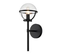 Aplique De Baño IP44 De Metal Vidrio 40,3 Cm De Altura Negro E14 Esfera Lámpara