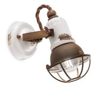 Ferroluce Aplique de pared C1675/1, blanco/marrón óxido, cerámica, 18 cm alto, E14