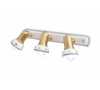 Aplique De Cerámica Y Metal B: 41cm 3-Focos E14 En Blanco Y Latón